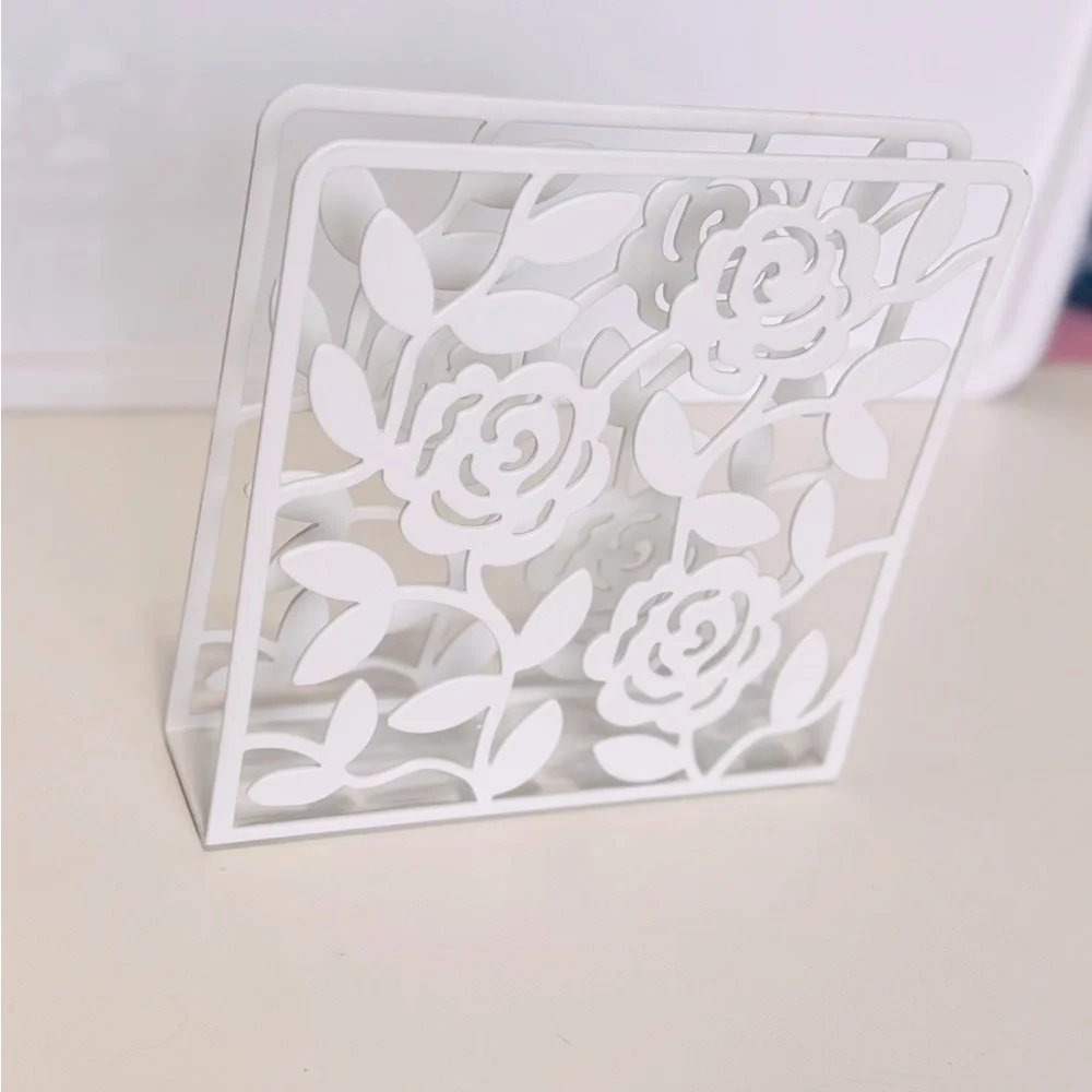 IKEA LIKSIDIG *Discontinued* Metal White Floral Napkin or Office Envelope Holder